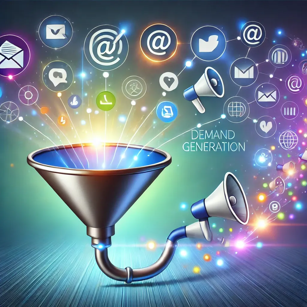 Vector image die uitbeeldt wat demand generation inhoudt.